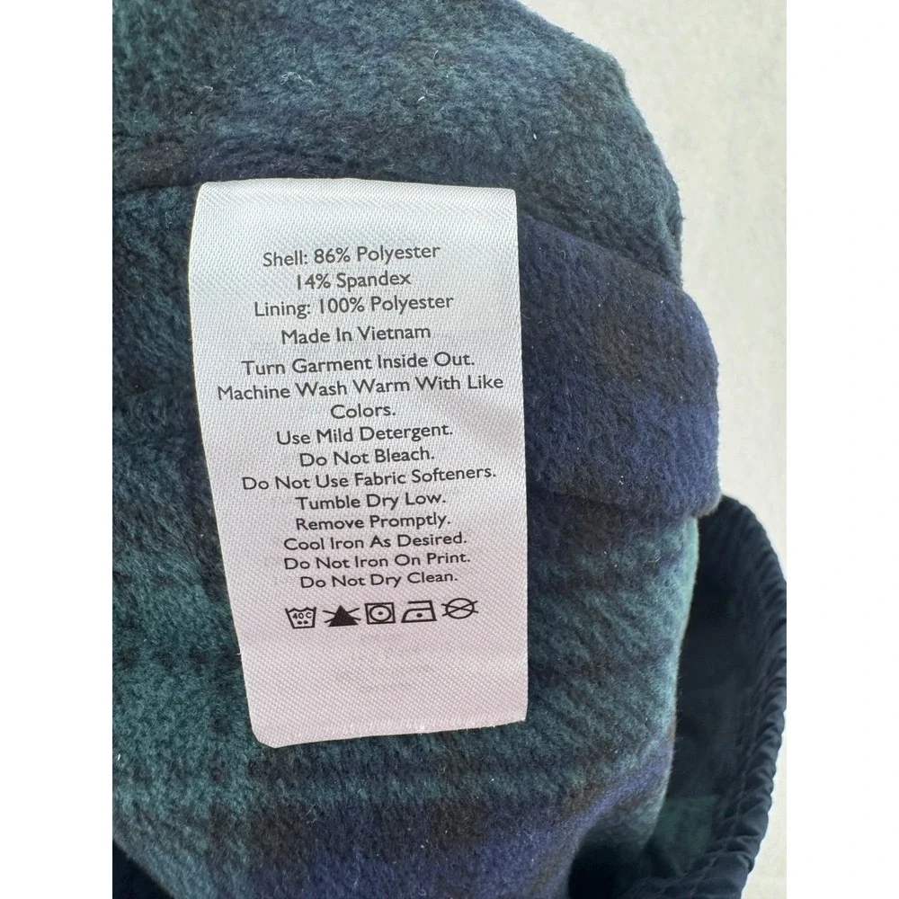 Eddie Bauer Fleece Lined Cargo Joggers Navy Blue Womens 10 Hiking Pants Plaid